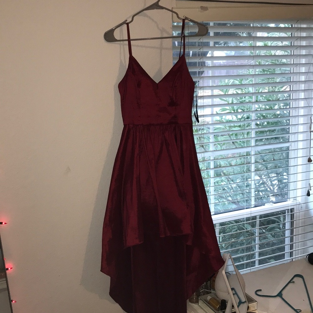 Red high low dress